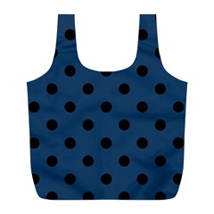 Large Black Polka Dots On Aegean Blue - Full Print Recycle Bag (L)