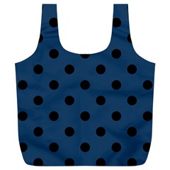 Large Black Polka Dots On Aegean Blue - Full Print Recycle Bag (XL)