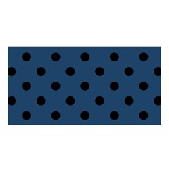 Large Black Polka Dots On Aegean Blue - Satin Shawl