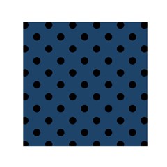 Large Black Polka Dots On Aegean Blue - Small Satin Scarf (Square)