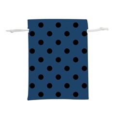 Large Black Polka Dots On Aegean Blue - Lightweight Drawstring Pouch (M)