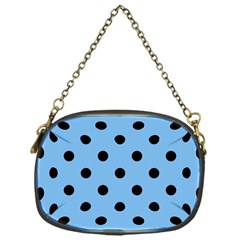 Large Black Polka Dots On Aero Blue - Chain Purse (one Side) by FashionLane