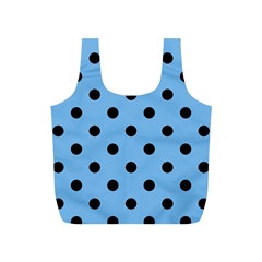 Large Black Polka Dots On Aero Blue - Full Print Recycle Bag (s) by FashionLane