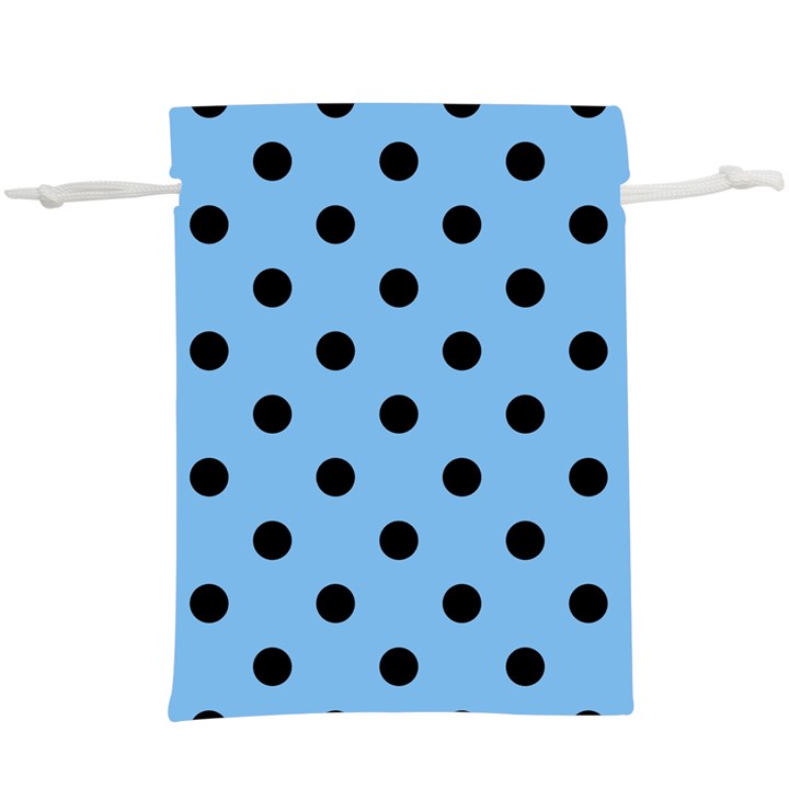 Large Black Polka Dots On Aero Blue -  Lightweight Drawstring Pouch (XL)