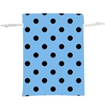 Large Black Polka Dots On Aero Blue -  Lightweight Drawstring Pouch (XL) Back