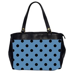 Large Black Polka Dots On Air Force Blue - Oversize Office Handbag (2 Sides) by FashionLane