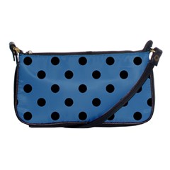 Large Black Polka Dots On Air Force Blue - Shoulder Clutch Bag by FashionLane