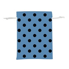 Large Black Polka Dots On Air Force Blue - Lightweight Drawstring Pouch (s) by FashionLane