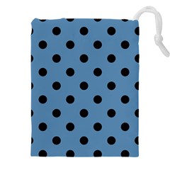 Large Black Polka Dots On Air Force Blue - Drawstring Pouch (5xl) by FashionLane