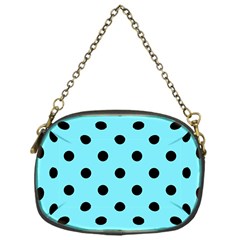 Large Black Polka Dots On Arctic Blue - Chain Purse (one Side) by FashionLane