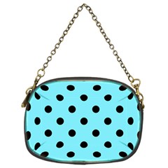 Large Black Polka Dots On Arctic Blue - Chain Purse (two Sides) by FashionLane