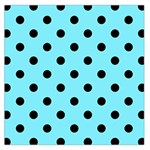 Large Black Polka Dots On Arctic Blue - Large Satin Scarf (Square) Front