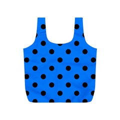 Large Black Polka Dots On Azure Blue - Full Print Recycle Bag (s) by FashionLane