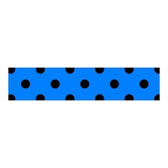 Large Black Polka Dots On Azure Blue - Velvet Scrunchie by FashionLane