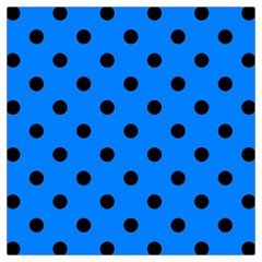 Large Black Polka Dots On Azure Blue - Long Sheer Chiffon Scarf  by FashionLane