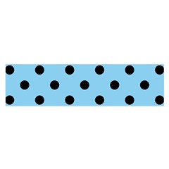 Large Black Polka Dots On Baby Blue - Satin Scarf (oblong) by FashionLane