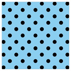 Large Black Polka Dots On Baby Blue - Long Sheer Chiffon Scarf  by FashionLane