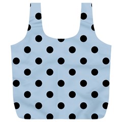 Large Black Polka Dots On Beau Blue - Full Print Recycle Bag (xl) by FashionLane