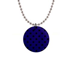 Large Black Polka Dots On Berry Blue - 1  Button Necklace by FashionLane