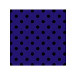 Large Black Polka Dots On Berry Blue - Small Satin Scarf (Square) Front