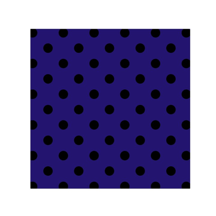 Large Black Polka Dots On Berry Blue - Small Satin Scarf (Square)