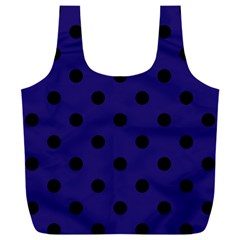 Large Black Polka Dots On Berry Blue - Full Print Recycle Bag (xxxl) by FashionLane