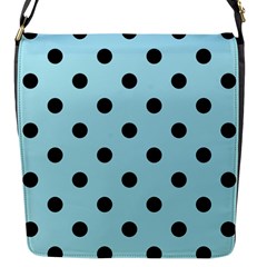 Large Black Polka Dots On Blizzard Blue - Flap Closure Messenger Bag (s) by FashionLane