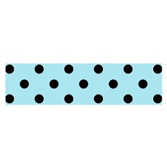 Large Black Polka Dots On Blizzard Blue - Satin Scarf (oblong) by FashionLane