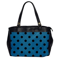 Large Black Polka Dots On Blue Moon - Oversize Office Handbag by FashionLane