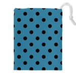 Large Black Polka Dots On Blue Moon - Drawstring Pouch (5XL) Front