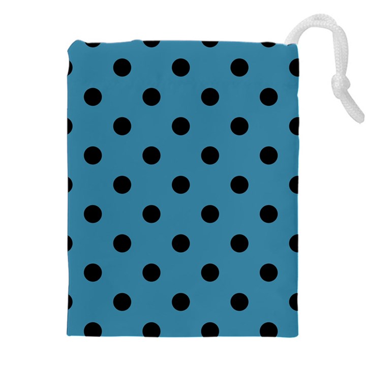 Large Black Polka Dots On Blue Moon - Drawstring Pouch (5XL)