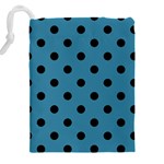 Large Black Polka Dots On Blue Moon - Drawstring Pouch (5XL) Back