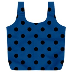 Large Black Polka Dots On Classic Blue - Full Print Recycle Bag (xxl) by FashionLane