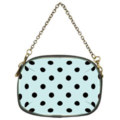 Large Black Polka Dots On Pale Blue - Chain Purse (One Side)