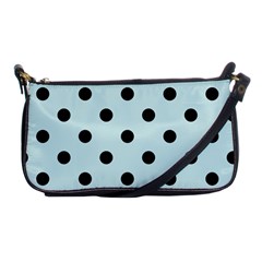 Large Black Polka Dots On Pale Blue - Shoulder Clutch Bag