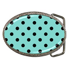 Large Black Polka Dots On Tiffany Blue - Belt Buckles by FashionLane