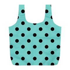 Large Black Polka Dots On Tiffany Blue - Full Print Recycle Bag (l) by FashionLane