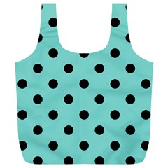 Large Black Polka Dots On Tiffany Blue - Full Print Recycle Bag (xl) by FashionLane