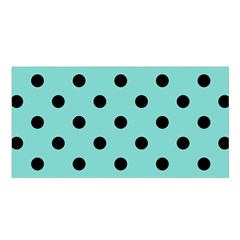 Large Black Polka Dots On Tiffany Blue - Satin Shawl by FashionLane