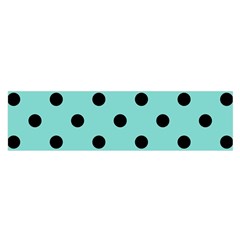 Large Black Polka Dots On Tiffany Blue - Satin Scarf (oblong) by FashionLane