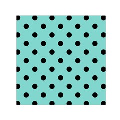 Large Black Polka Dots On Tiffany Blue - Small Satin Scarf (square) by FashionLane