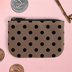 Large Black Polka Dots On Beaver Brown - Mini Coin Purse by FashionLane