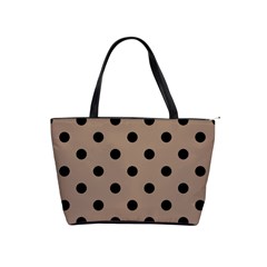 Large Black Polka Dots On Beaver Brown - Classic Shoulder Handbag by FashionLane