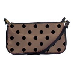 Large Black Polka Dots On Beaver Brown - Shoulder Clutch Bag by FashionLane