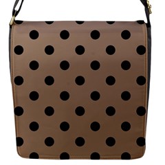 Large Black Polka Dots On Beaver Brown - Flap Closure Messenger Bag (s) by FashionLane