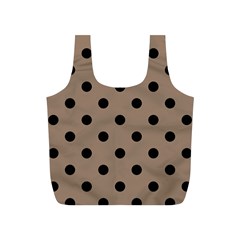 Large Black Polka Dots On Beaver Brown - Full Print Recycle Bag (s) by FashionLane