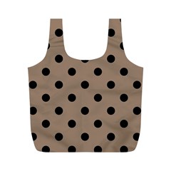 Large Black Polka Dots On Beaver Brown - Full Print Recycle Bag (m) by FashionLane