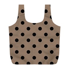 Large Black Polka Dots On Beaver Brown - Full Print Recycle Bag (l) by FashionLane