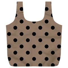 Large Black Polka Dots On Beaver Brown - Full Print Recycle Bag (xl) by FashionLane