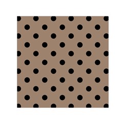 Large Black Polka Dots On Beaver Brown - Small Satin Scarf (square) by FashionLane